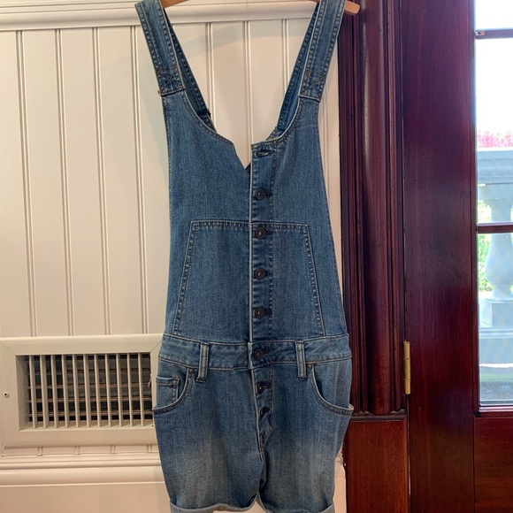 Free People Denim - Free People Relaxed Overall Shorts